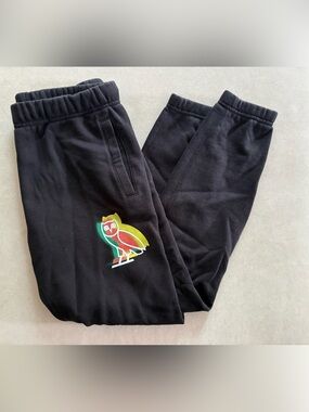 OVO Black Sweatpants with Multicolor Owl Logo